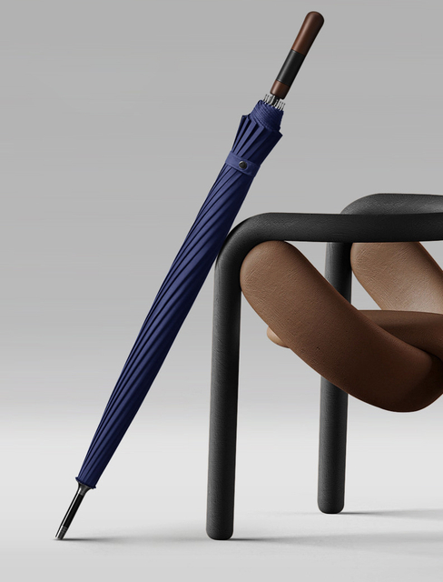 나무 손잡이 자동 열림 기능이 있는 방풍 골프 우산