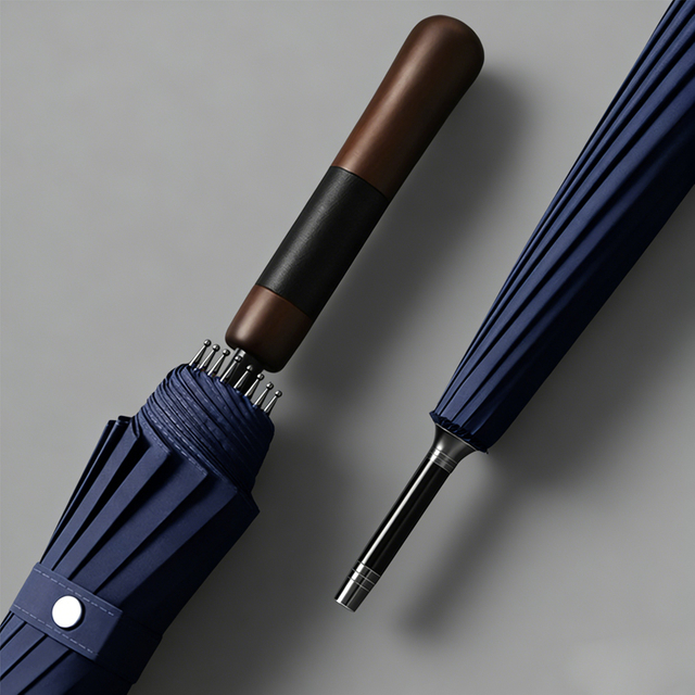 나무 손잡이 자동 열림 기능이 있는 방풍 골프 우산